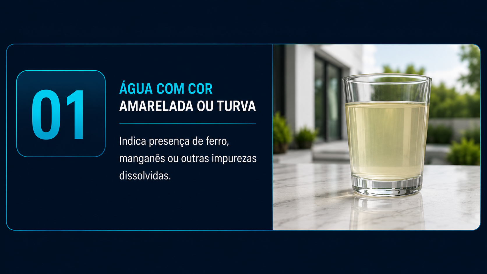 Copo com água amarelada, sinal de que o poço pode precisar de tratamento